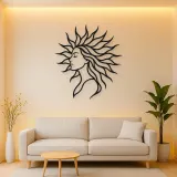 Sunray Hair Muse Metal Wall Art | Minimalist Woman Line Art
