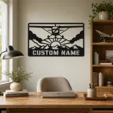 Personalized Propeller Airplane Metal Wall Art with Mountains - lifestyle view 4