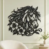 Horse Head Floral Metal Wall Art | Equestrian Wall Decor - lifestyle view 2