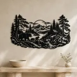 Bear Forest Trail Metal Wall Art | Wildlife Silhouette Decor - lifestyle view 3