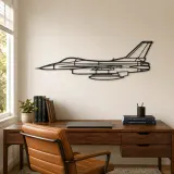 F-16A Airplane Silhouette Metal Wall Art, Metal Aircraft Silhouette, Aviation Wall Decor, Aviator Decor - lifestyle view 4