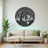 Willow Tree Moon Metal Wall Art | Botanical Metal Wall Decor