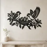 Sparrow Family Metal Wall Art | Wildlife Silhouette Decor - lifestyle view 3