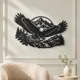Eagle Mountain Flight Metal Wall Art | Wildlife Silhouette Decor - lifestyle view 2