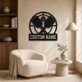 Personalized Pickleball Paddle Metal Wall Art with Court Lines - lifestyle view 5