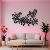 Sparrow Family Metal Wall Art | Wildlife Silhouette Decor