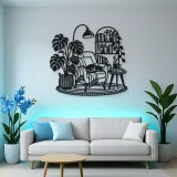 Books and Plant Metal Wall Art | Cozy Home Metal Decor