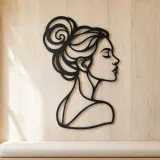 Hair Bun Profile Metal Wall Art | Minimalist Woman Line Art - lifestyle view 5