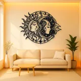 Day and Night Faces Metal Wall Art | Celestial Boho Wall Decor