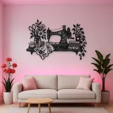 Sewing Machine Floral Metal Wall Art | Botanical Metal Wall Decor