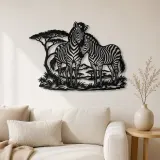 Zebra Paar Metall Wandkunst | Wildtier Silhouette Dekoration