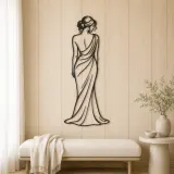 Draped Shoulder Portrait Metal Wall Art | Minimalist Woman Line Art - lifestyle view 5