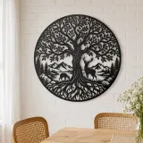 Tree with Deer Metal Wall Art | Wildlife Silhouette Decor - lifestyle view 4