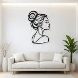 Hair Bun Profile Metal Wall Art | Minimalist Woman Line Art