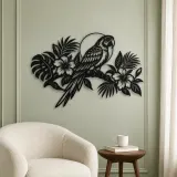 Parrot Tropical Branch Metal Wall Art | Wildlife Silhouette Decor - lifestyle view 2