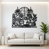 Window Plant Garden Metal Wall Art | Botanical Metal Wall Decor