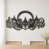 Headphones Sound Wave Metal Wall Art | Music Room Wall Decor - lifestyle view 4