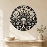 Boho Sun Horizon Metal Wall Art | Nature Silhouette Decor - lifestyle view 3