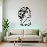 Calm Side Glance Metal Wall Art | Minimalist Woman Line Art