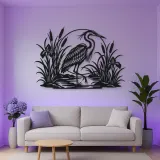 Heron Reed Garden Metal Wall Art | Wildlife Silhouette Decor