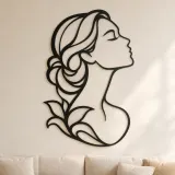 Cartel de metal personalizado de perfil de belleza minimalista | Arte lineal minimalista de mujer