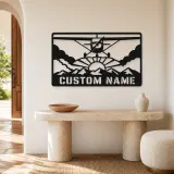 Personalized Propeller Airplane Metal Wall Art with Mountains - lifestyle view 3