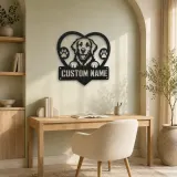 Personalized Retriever Dog Heart Metal Wall Art with Paw Prints - lifestyle view 4