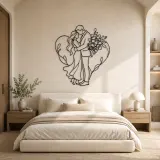 Flower Gift Lovers Metal Wall Art | Romantic Couple Decor - lifestyle view 2