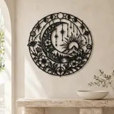 Starry Crescent Garden Metal Wall Art | Botanical Metal Wall Decor - lifestyle view 3
