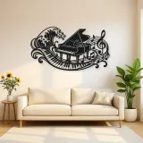 Piano Wave Keys Metal Wall Art | Music Room Wall Decor