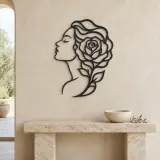 Rose Profile Muse Metal Wall Art | Minimalist Woman Line Art - lifestyle view 3
