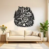 Owl and Fox Forest Metal Wall Art | Wildlife Silhouette Decor