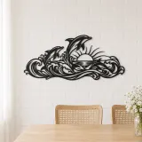 Dolphin Wave Dance Metal Wall Art | Coastal and Nautical Wall Decor - lifestyle view 4