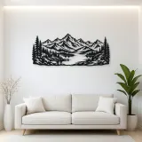 Highland Lake View Metal Wall Art | Nature Silhouette Decor