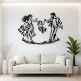 Parents Child Swing Metal Wall Art | Family Silhouette Decor