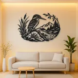 Kingfisher River Metal Wall Art | Wildlife Silhouette Decor
