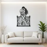 Balcony Embrace Metal Wall Art | Romantic Couple Decor