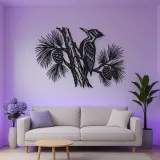 Woodpecker Pine Metal Wall Art | Wildlife Silhouette Decor
