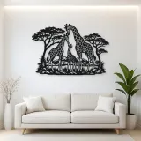 Giraffe Family Metal Wall Art | Wildlife Silhouette Decor