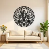 Lotus Moon Woman Metal Wall Art | Minimalist Woman Line Art