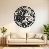 Celestial Woman Profile Metal Wall Art | Minimalist Woman Line Art