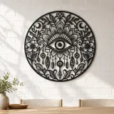 Evil Eye Floral Metal Wall Art | Spiritual Boho Metal Decor - lifestyle view 4