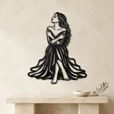 Quiet Self Love Metal Wall Art | Minimalist Woman Line Art - lifestyle view 3