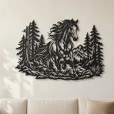 Pferd im Wald Metall-Wandkunst | Reiterliche Wanddekoration