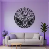 Moon over Mountains Metal Wall Art | Celestial Boho Wall Decor