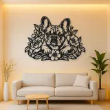 French Bulldog Floral Metal Wall Art | Pet Lover Silhouette Decor