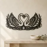 Swan Heart Pair Metal Wall Art | Wildlife Silhouette Decor - lifestyle view 3