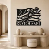 Personalized Number 88 Diving Receiver American Flag Metal Wall Art - lifestyle view 3