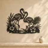 Flamingo Pair Metal Wall Art | Wildlife Silhouette Decor - lifestyle view 3