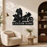 Personalized Touring Motorcycle Family of Three Metal Wall Art - lifestyle view 5